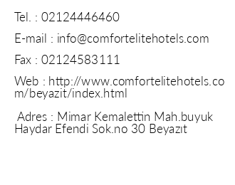 Comfort Elite Hotel Beyazt iletiim bilgileri